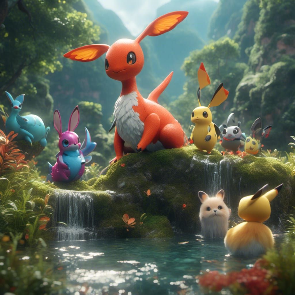 <lora:Kyoot:1.0> very cute versions of pokemons