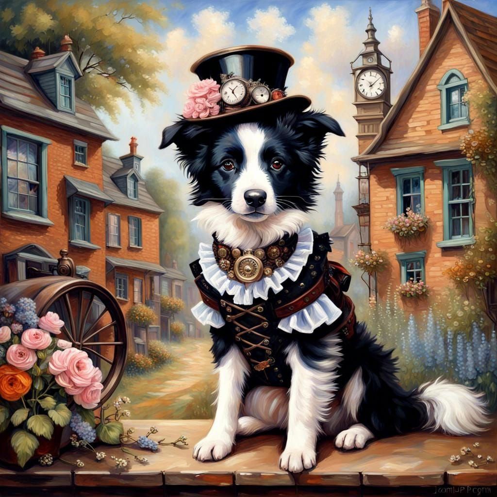 Cute Collie Victorian Steampunk 