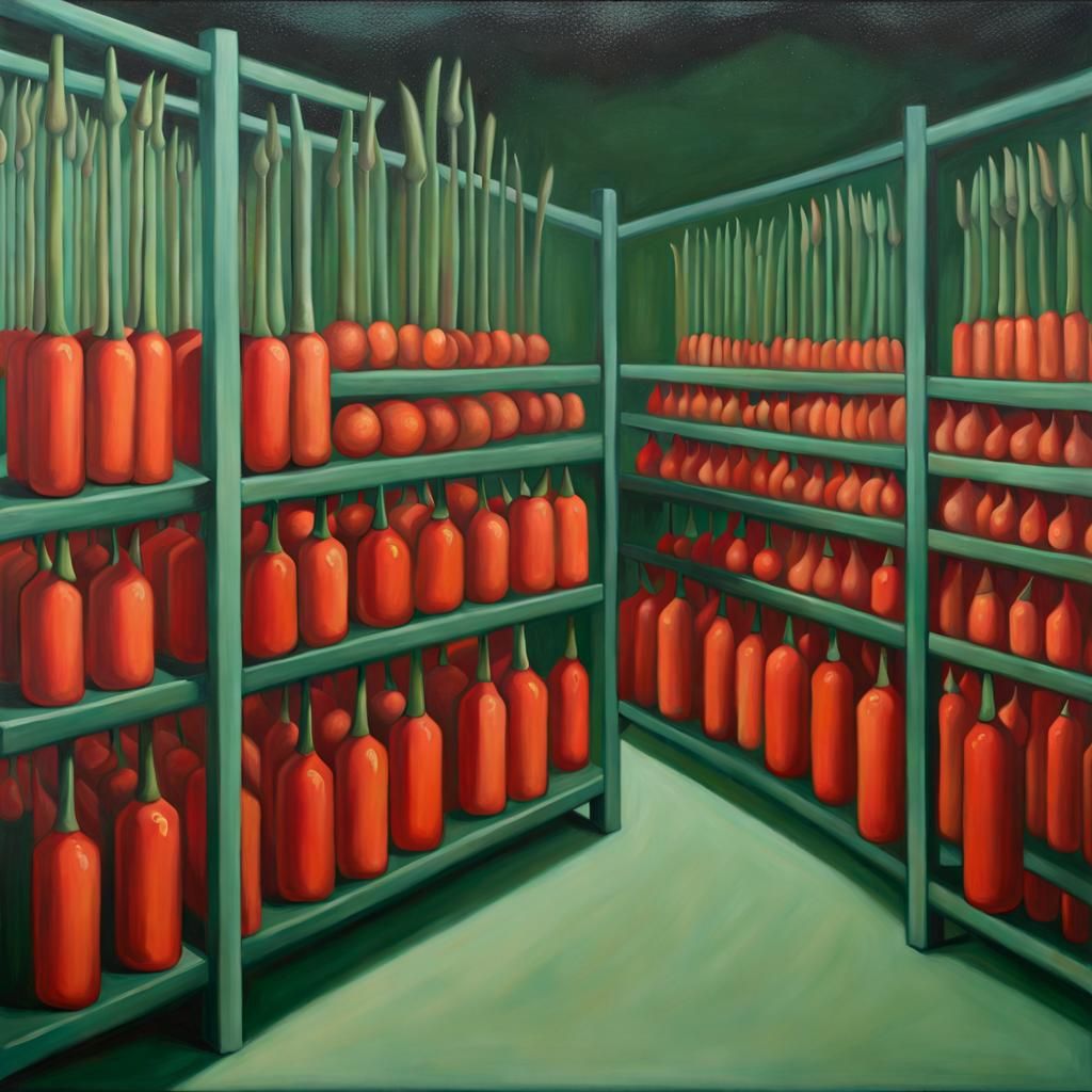 A detailed surreal ruleofthirds oil painting of Racks and Quandles