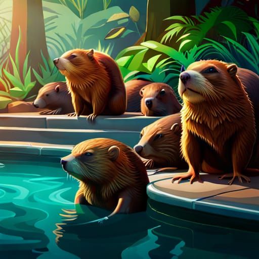 Grumpy (but cute) Pool Party  by @Norman Wnuck