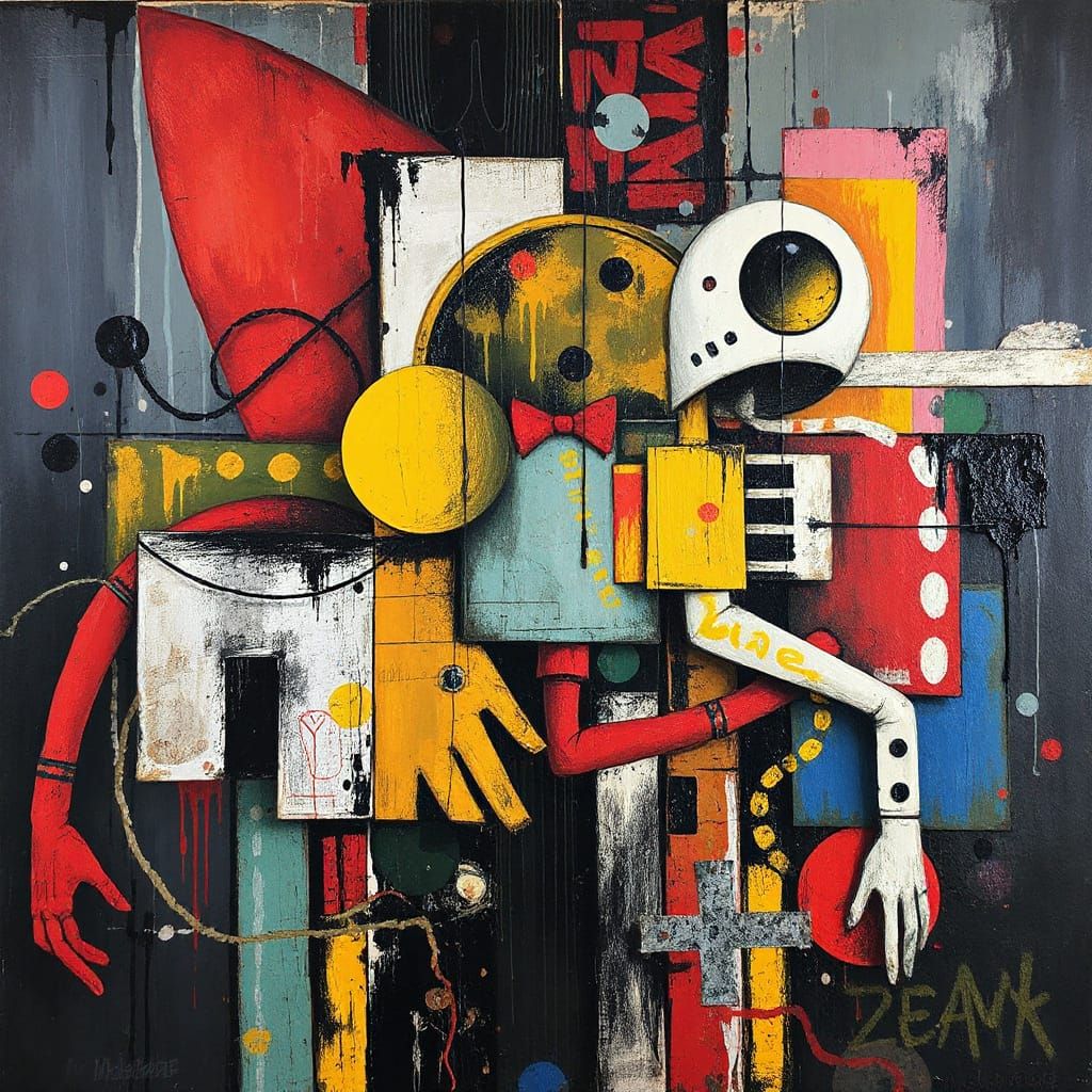 Expressive Urban Dreamscape in Heavy Impasto Style