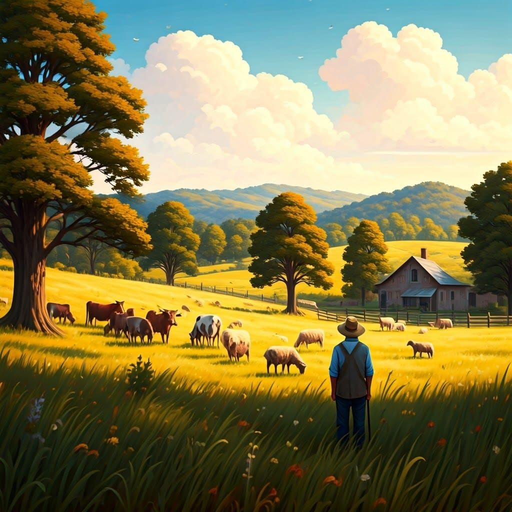 Peaceful American Countryside in Earthy Tones