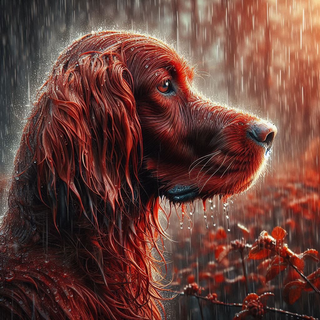 Irish Setter in the Rain