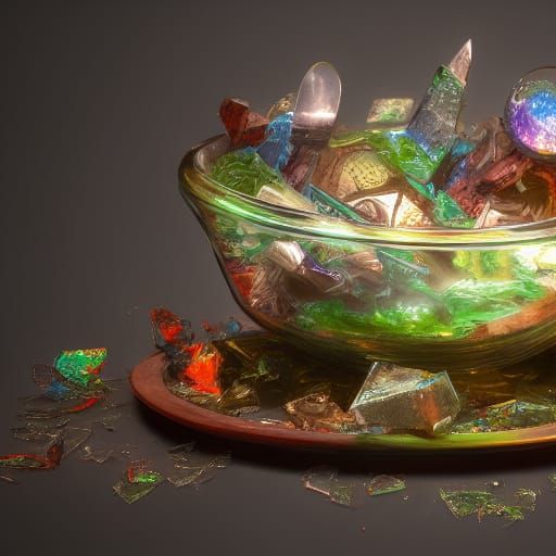 A bowl of broken glass salad