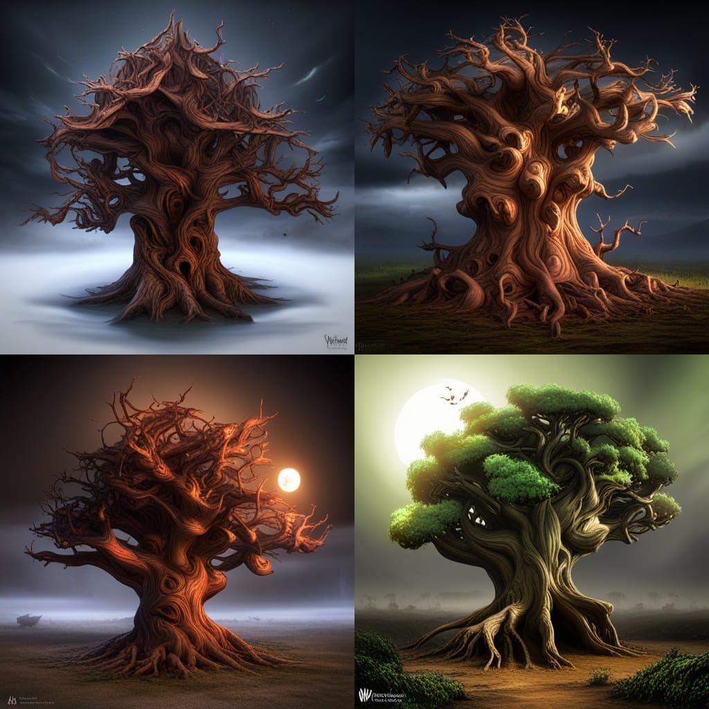 Haunted Tree with ghosts flying around