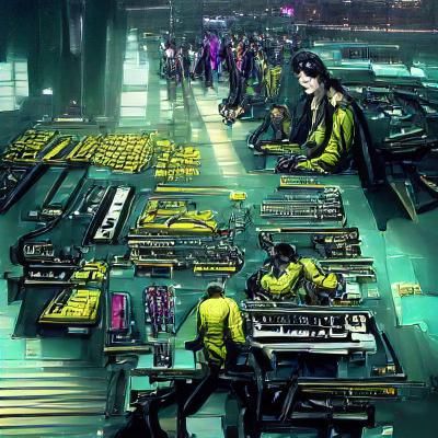 Cyberpunk Factory Assembly Line Super Cool Amazing Awesome