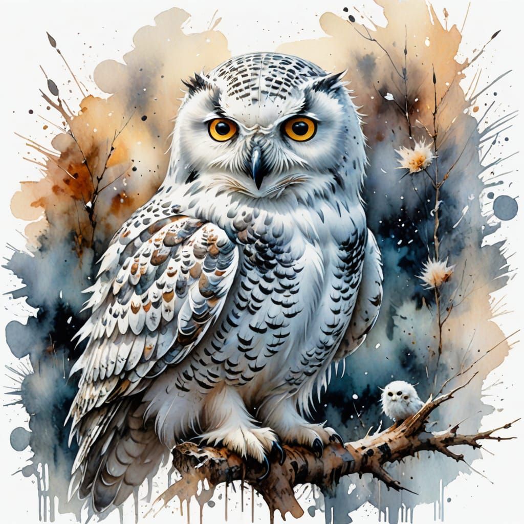 Snowy Owl Watercolor painting.  by @Al_in_Tanzania
