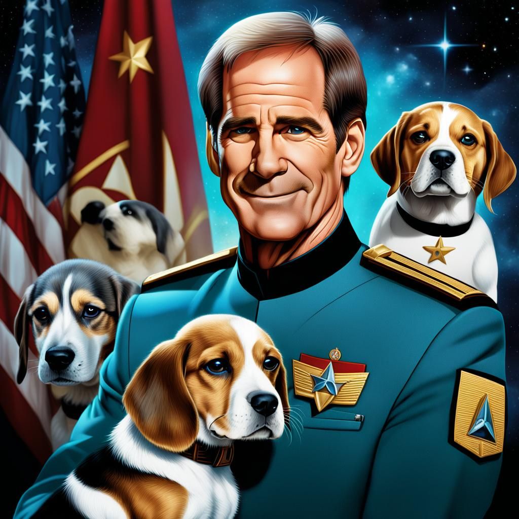 Scott Bakula (1:3) as Captain Jonathan Archer with his beagl...