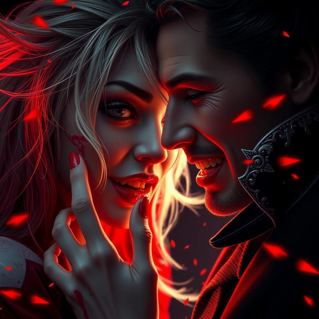 Hippy Vampire's Alluring Embrace: A Dark Fantasy Portrait