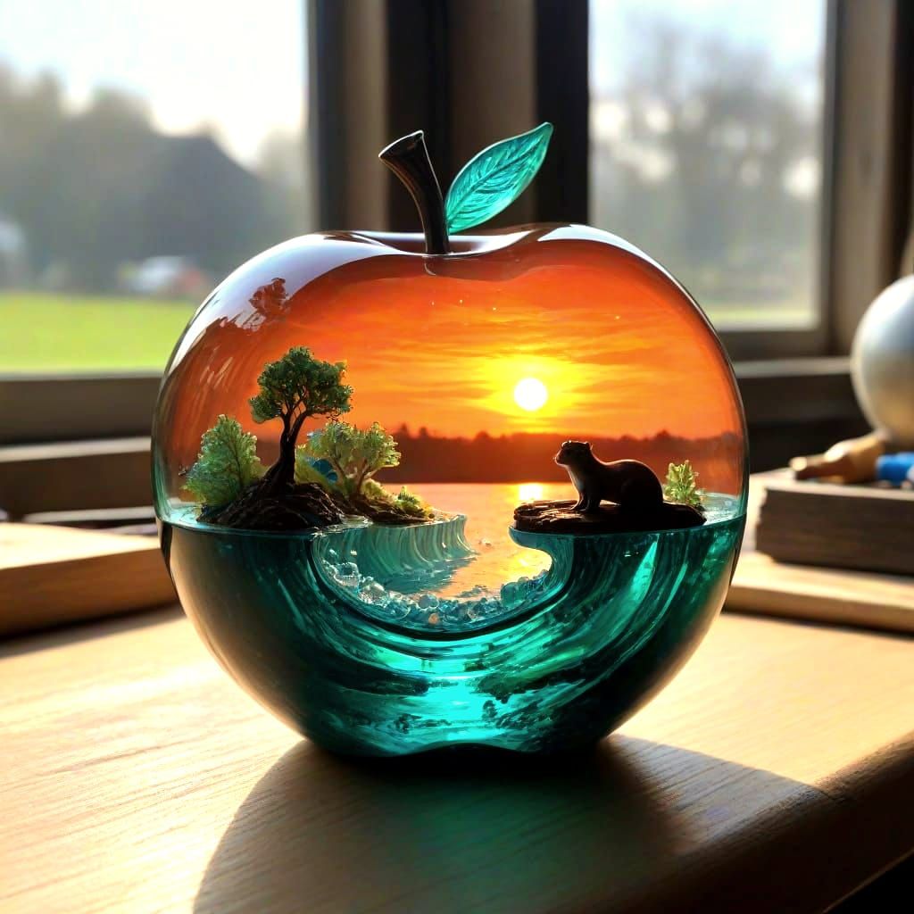 Otter in Glass Apple  by @DiscoKittie