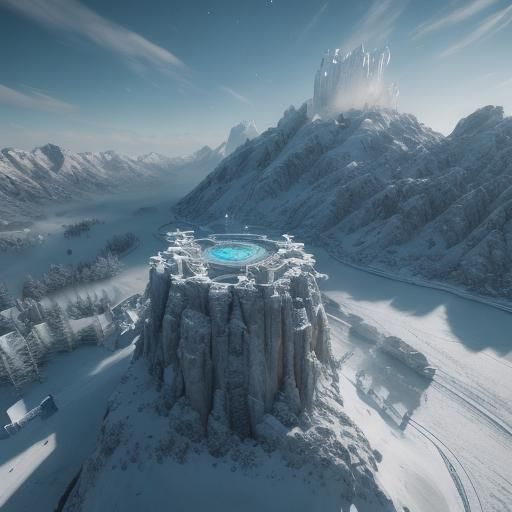 Ski Jumping Competition with Olympic Ice Sculpture