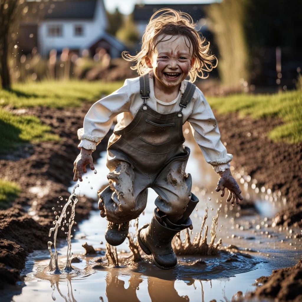 Happy Child playing in the Mud  by @lionel