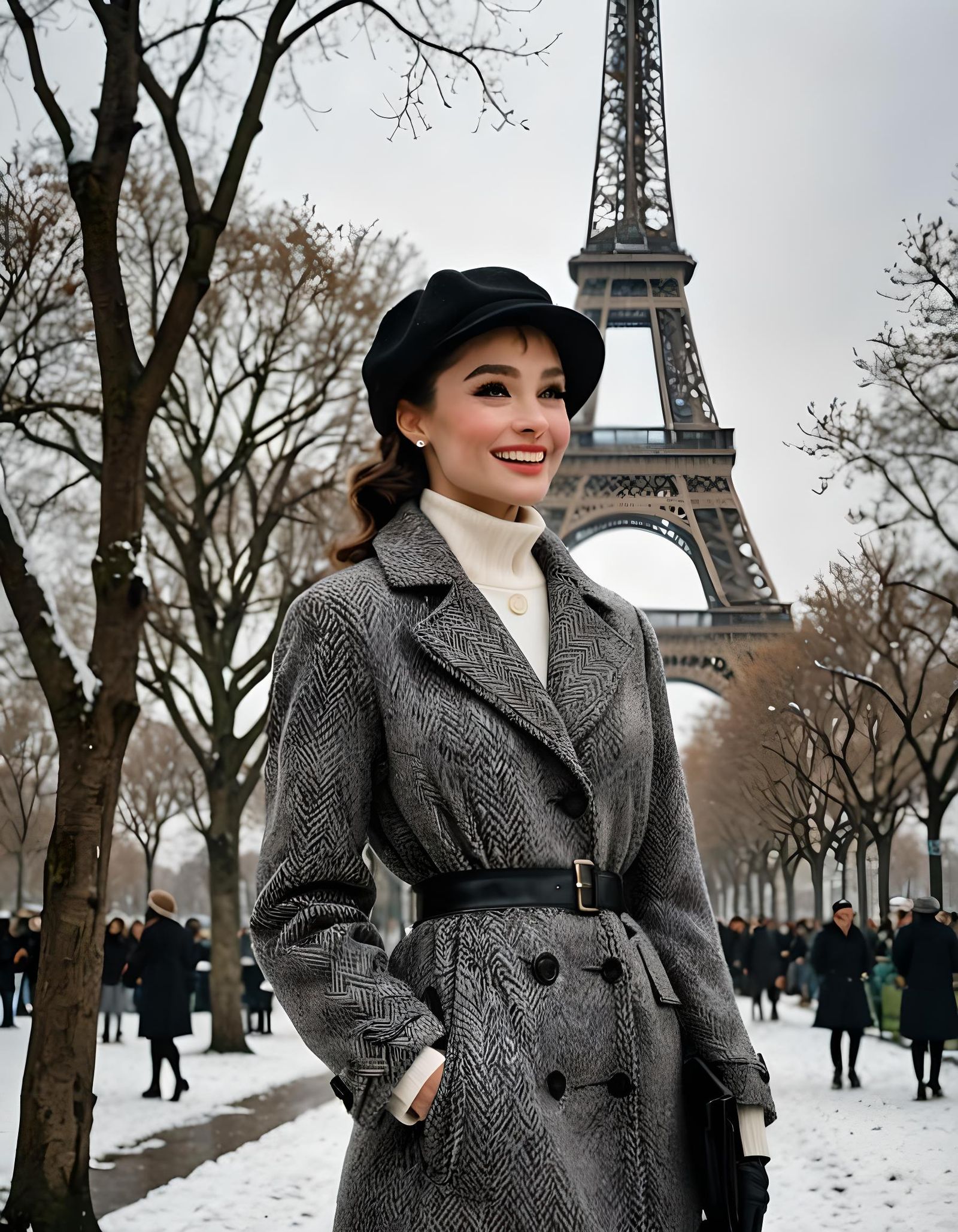 Audrey Hepburn at Eiffel Tower