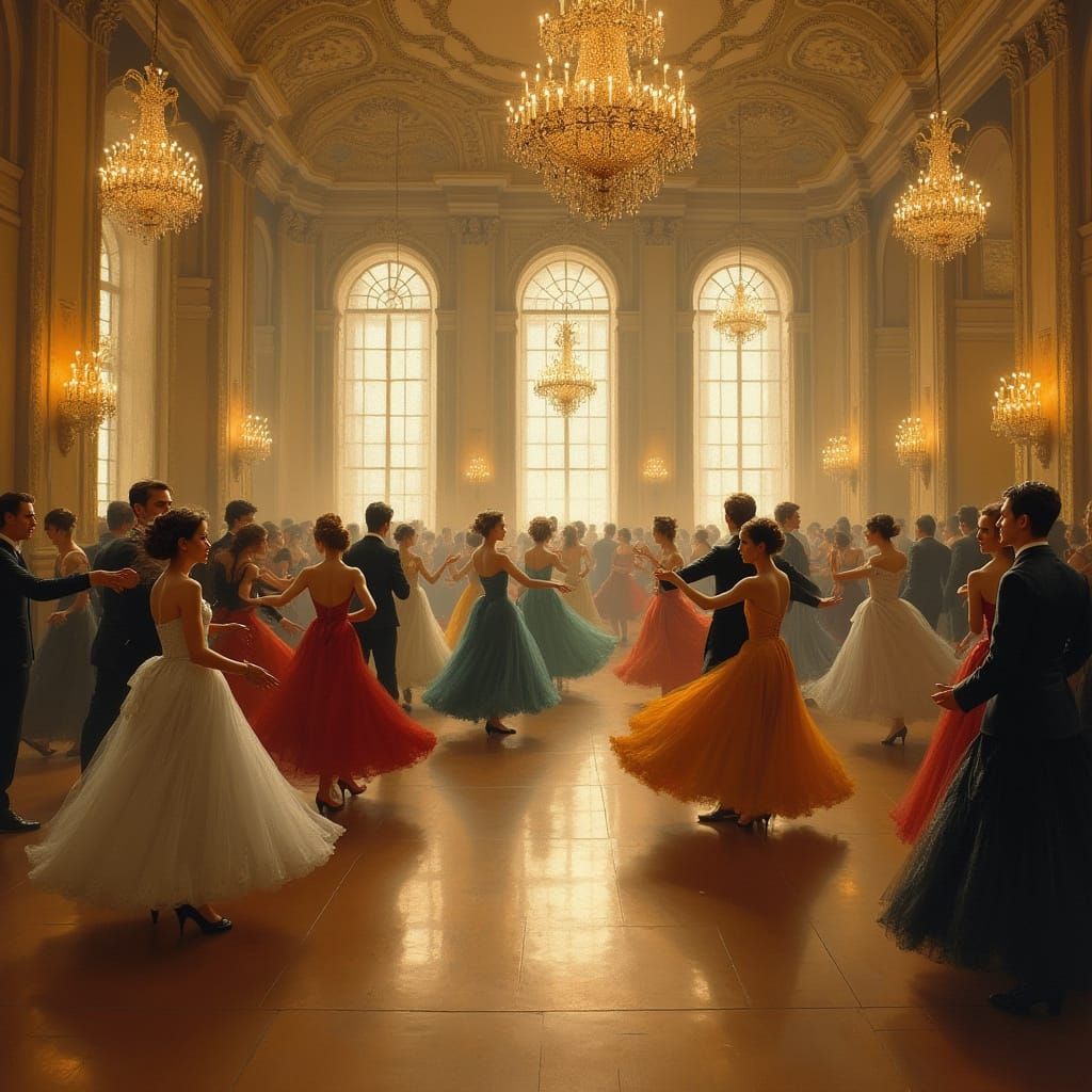 Elegant Ballroom Dance in Impressionistic Style