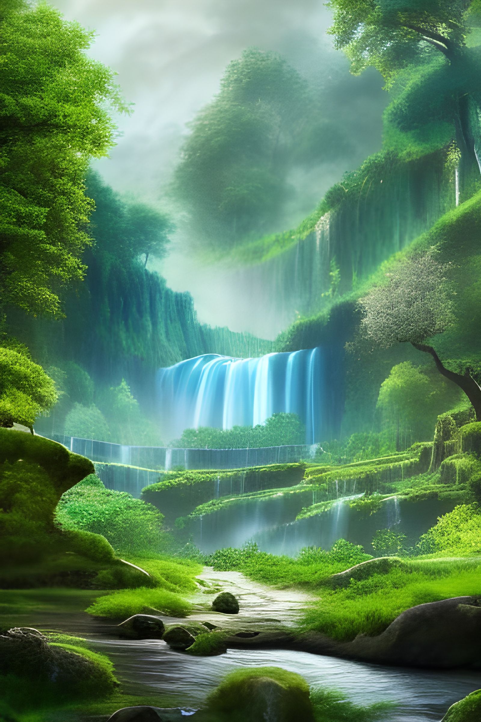 Majestic Waterfall - Ai Generated Artwork - Nightcafe Creator