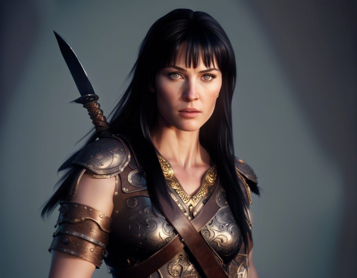 Xena Princess warrior hyperdetailed volumetric lighting 8K r...