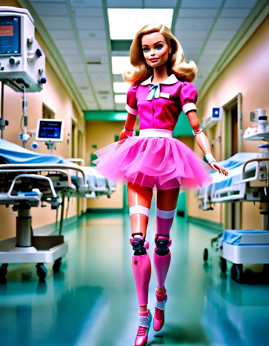 Barbie doll with double leg amputation strolling through hospital on ...