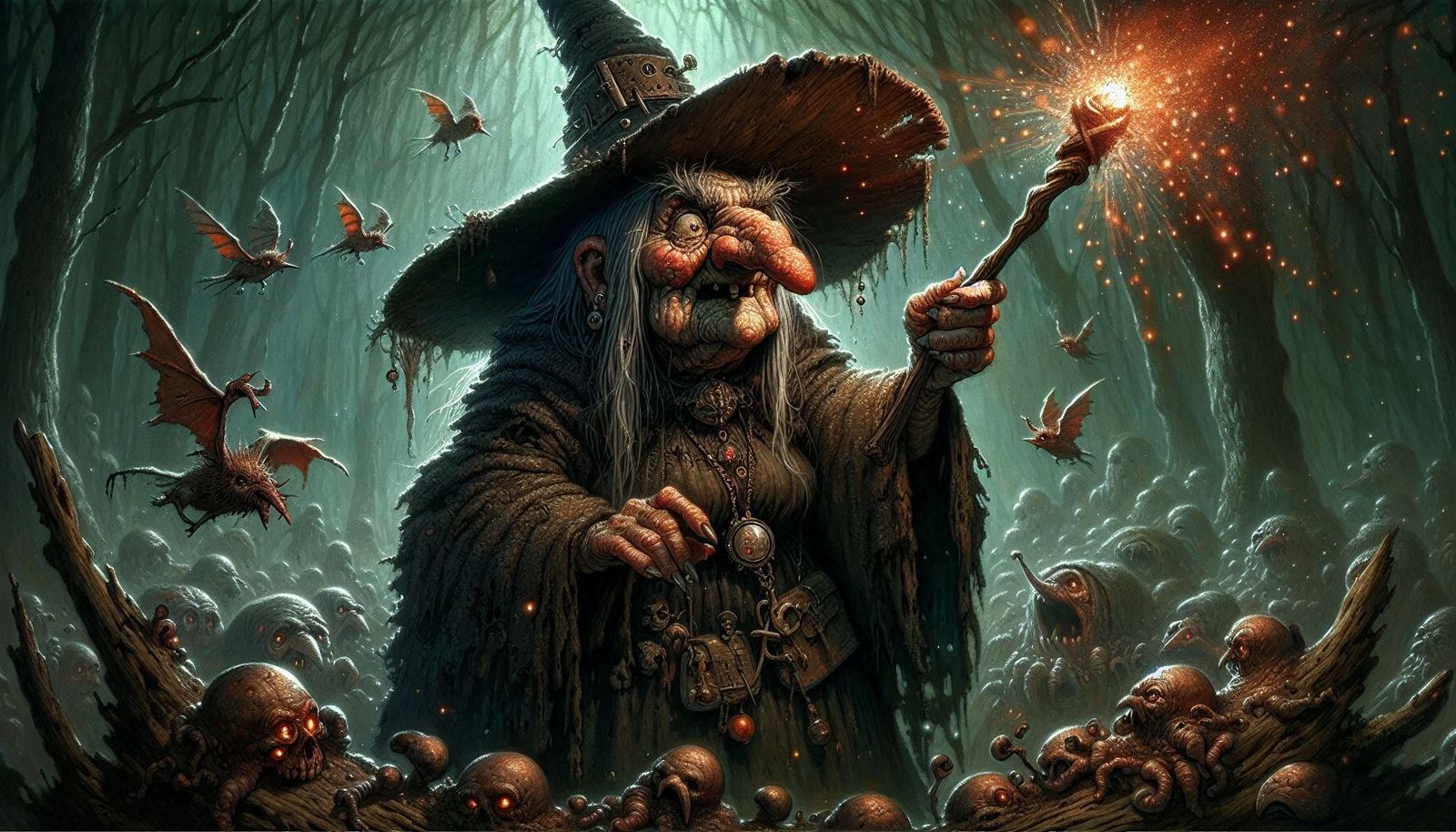 Witch Edna in the Deep Dark Forest with her Minions