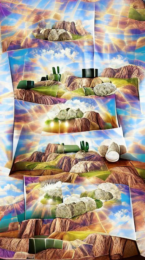 clouds sunrays cactus mountains hills grass rocks hills