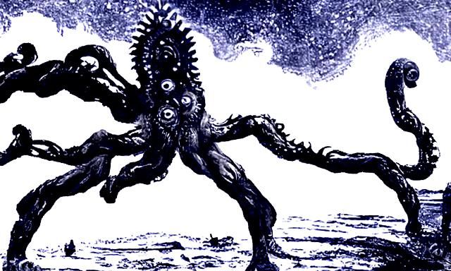 A monster with many arms and many eyes lovecraftian