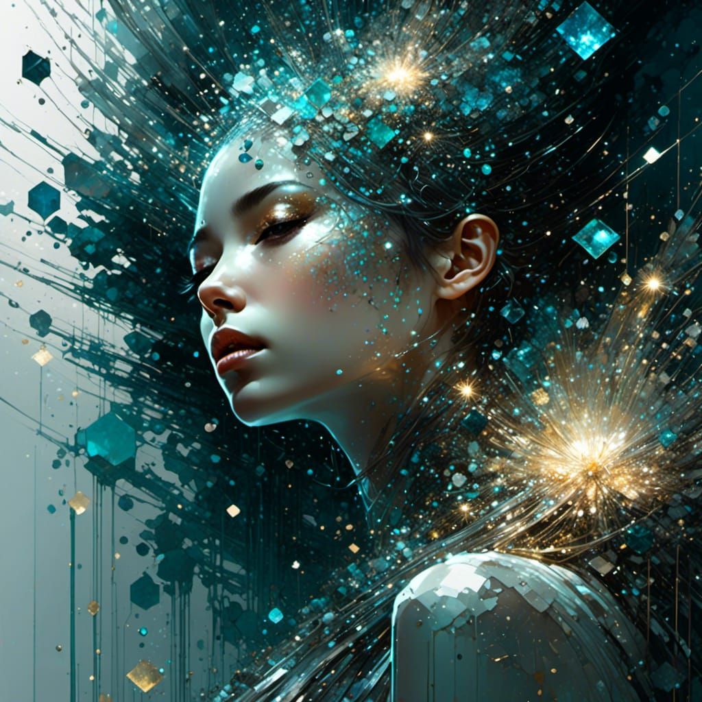 <lora:Make it Sparkle:1.0> "8k; crazed sparkling tiny crystals; image, use of white spectral stunning female; by Jeremy Mann, Carne Griffith...