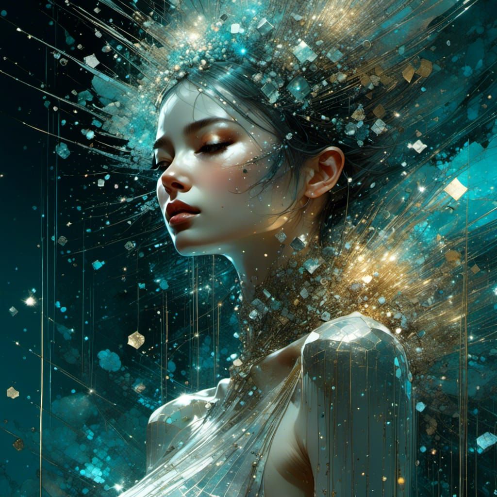 <lora:Make it Sparkle:1.0> "8k; crazed sparkling tiny crystals; image, use of white spectral stunning female; by Jeremy Mann, Carne Griffith...