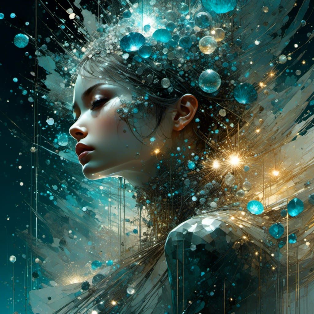 <lora:Make it Sparkle:1.0> "8k; crazed sparkling tiny crystals; image, use of white spectral stunning female; by Jeremy Mann, Carne Griffith...