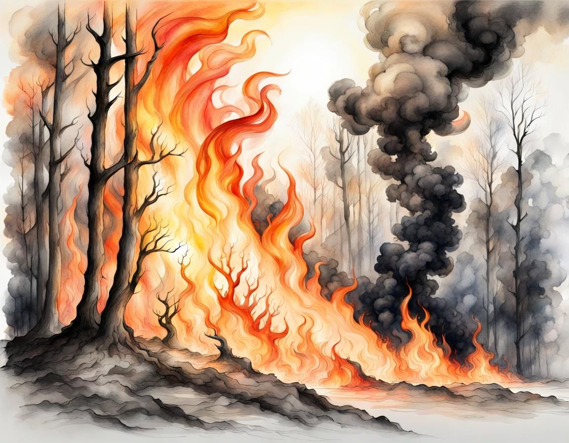 Burning forest