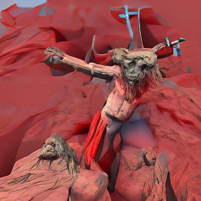 devil crying on Golgotha mountain Jesus is crucified Sketchf...