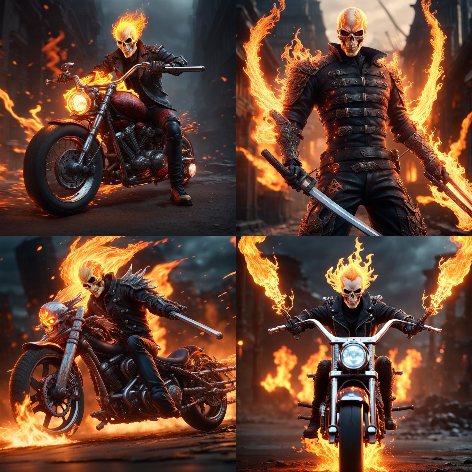 Download Ai Generated Ghost Rider Fiery Royalty-Free Stock