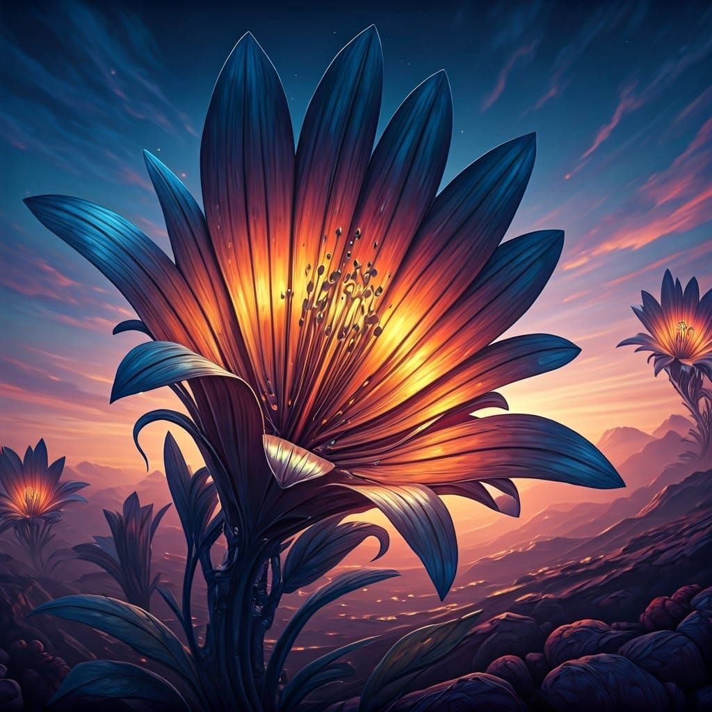 Vibrant Iridescent Blooms Dancing in Mid-Air