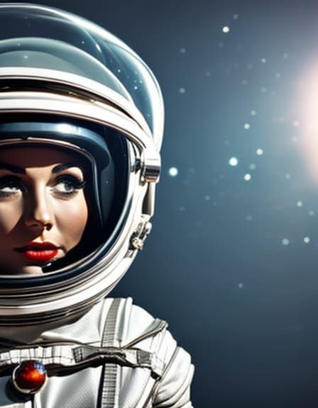 Space girl in the style of 1950's retro science fiction movie.