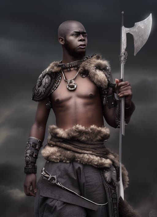 black male warrior, rage face, Epic cinematic brilliant stunning intricate meticulously detailed dramatic atmospheric ma...