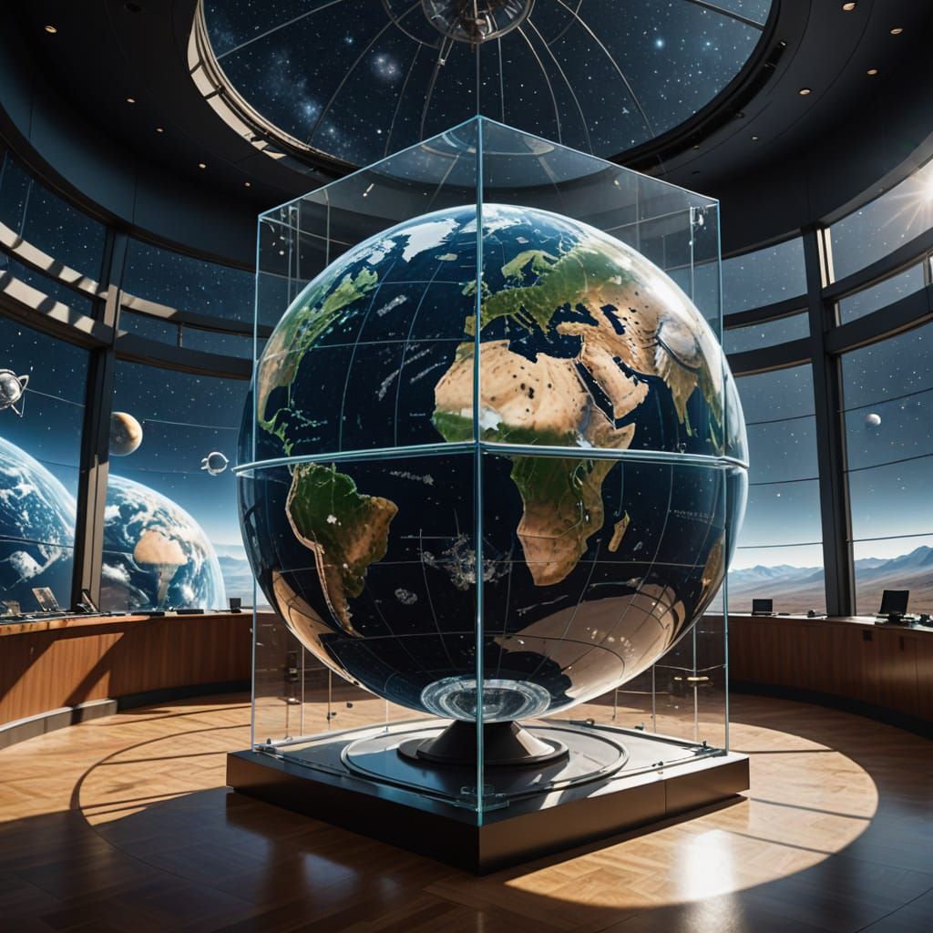The Earth in a cube in a observatory