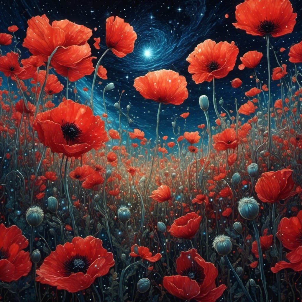 Les coquelicots sous le ciel étoilé