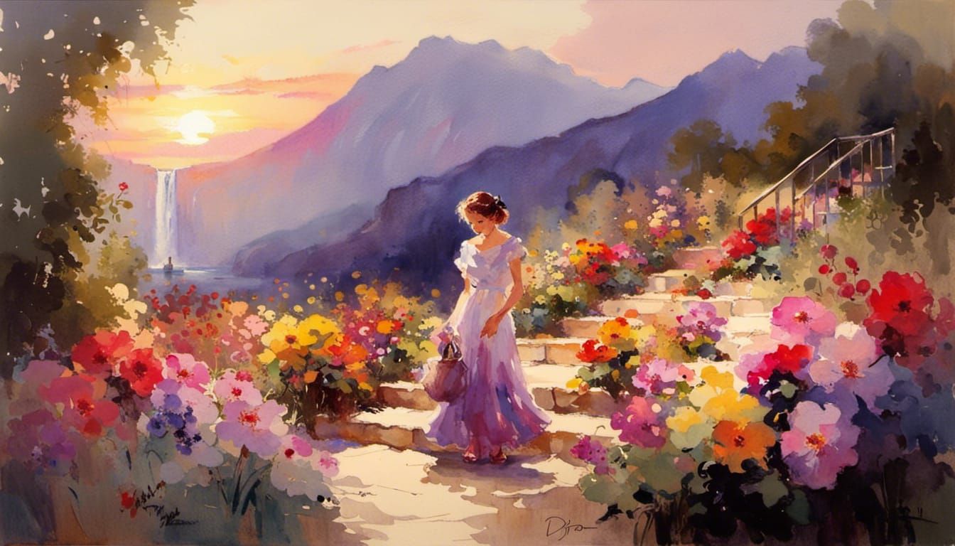 Watercolor Landscapes: Paint a Colorful Garden and Sunset with