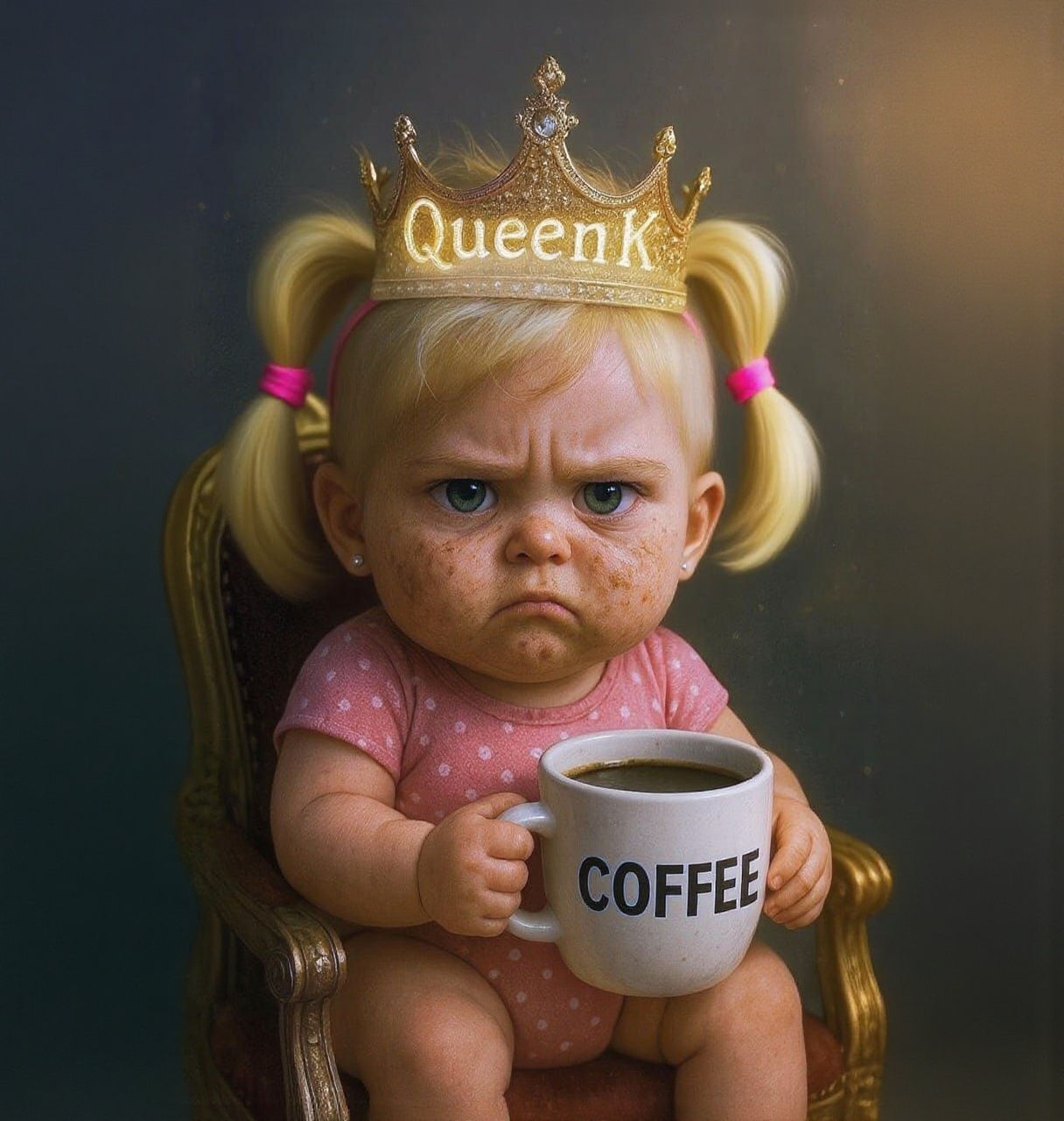 Add two small ponytails on either side of the head with a pink elastic band