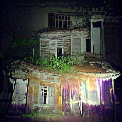 old fashion house abandoned in night