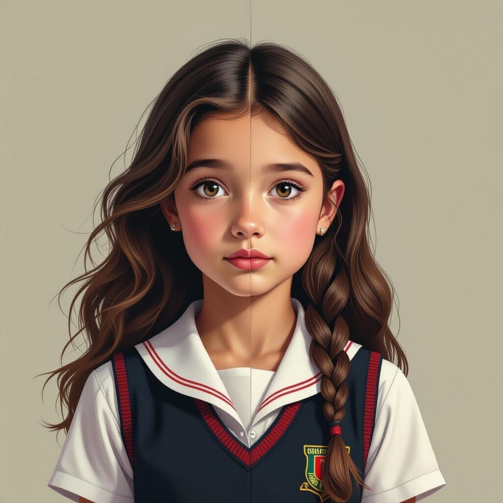 Dual-Sided Schoolgirl: Vitality vs. Loneliness in Surreal Pa...