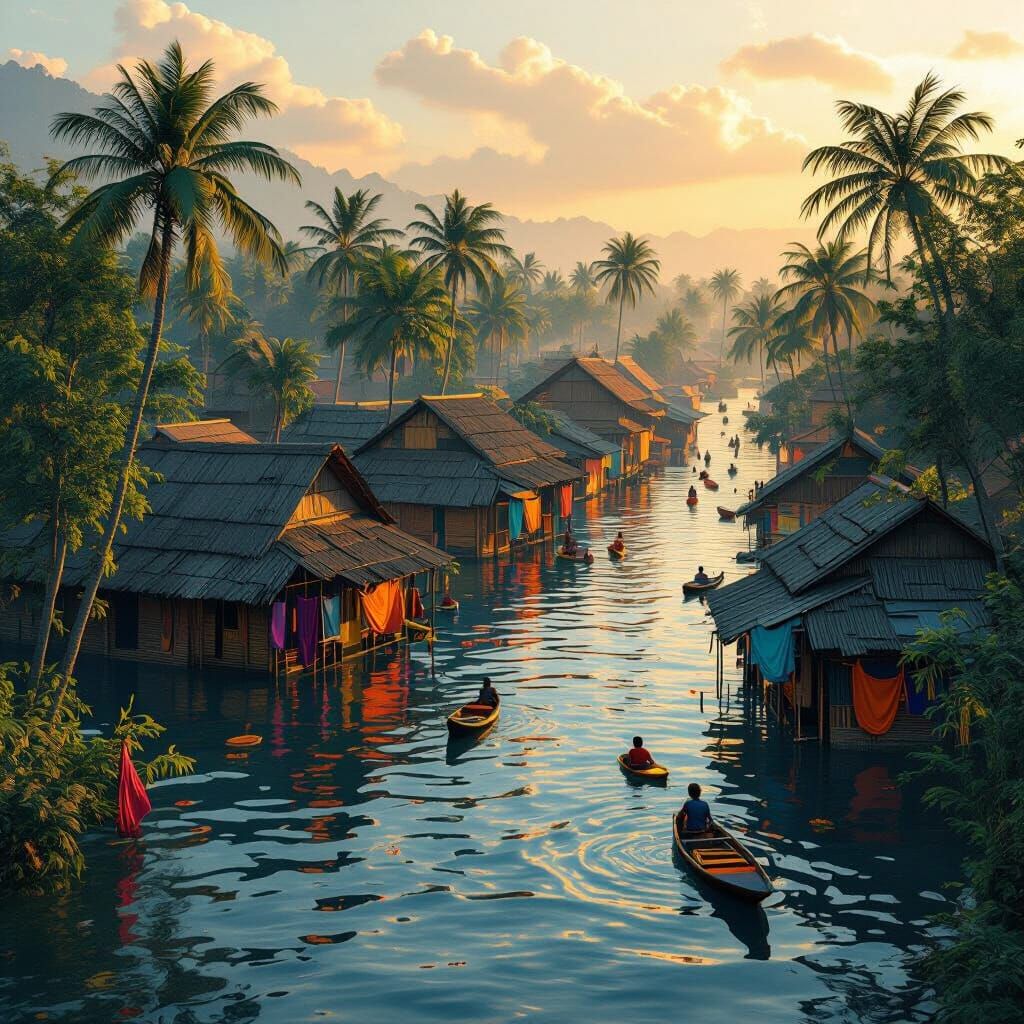 Flooded Indian Village: A Matte Painting