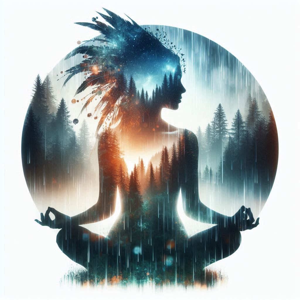 double exposure beautiful fantasy DALL-E 3 portrait landscape..