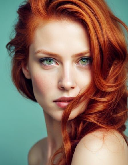 Red Headed Green Eyed Woman Looking At The Camera : r/nightcafe