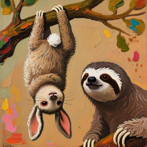 Rabbit as sloth and sloth as rabbit 
Sloths by Frans Hals and Pablo Picasso
