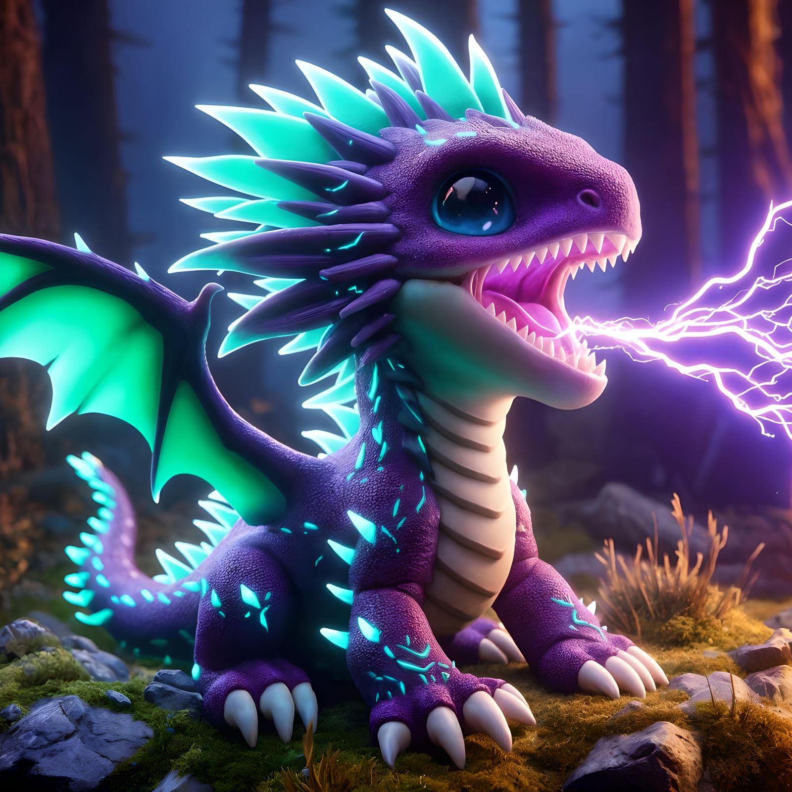 Purple & Green Lightning Dragon