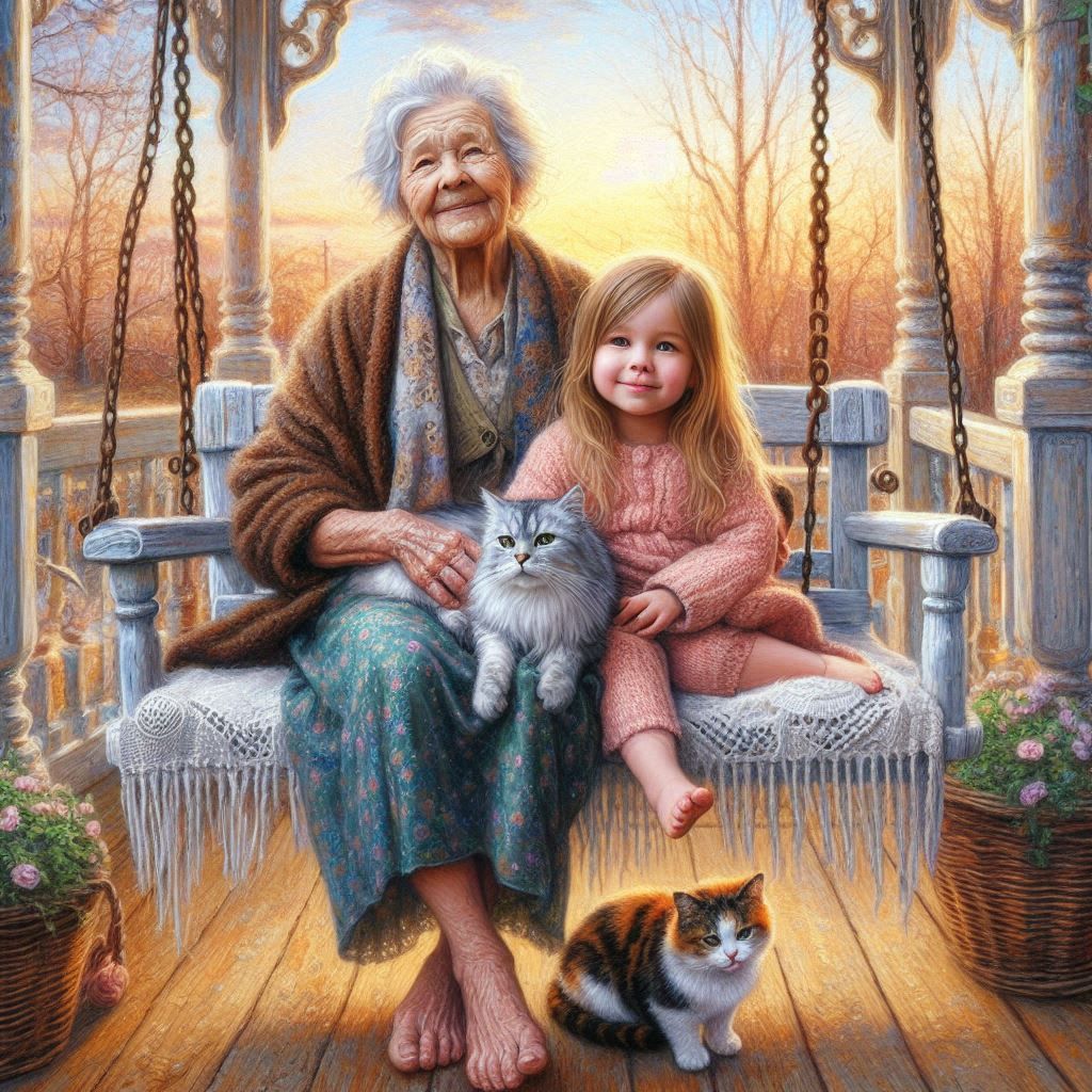 grandma and granddaughter.