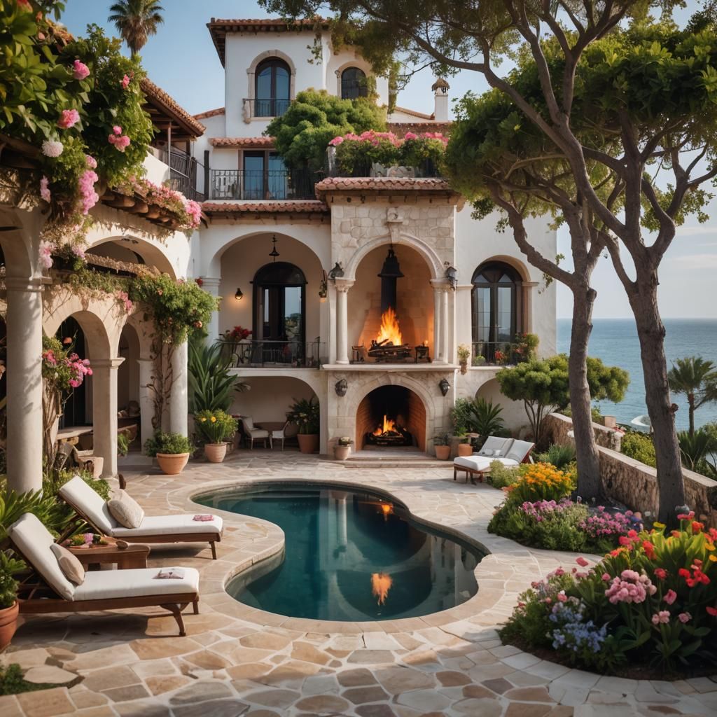 Luxury Spanish Villa Courtyard with Infinity Pool