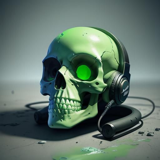 just a cartoony white skull with 
green slime floating aroun...