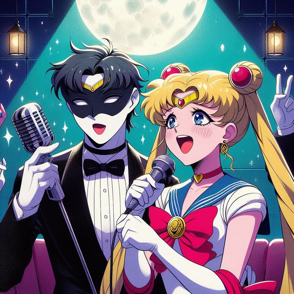 Sailor Moon & Tuxedo Mask singing Karaoke