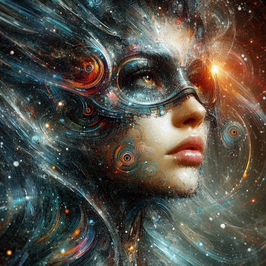 double exposure beautiful fantasy DALL-E 3 portrait landscape..