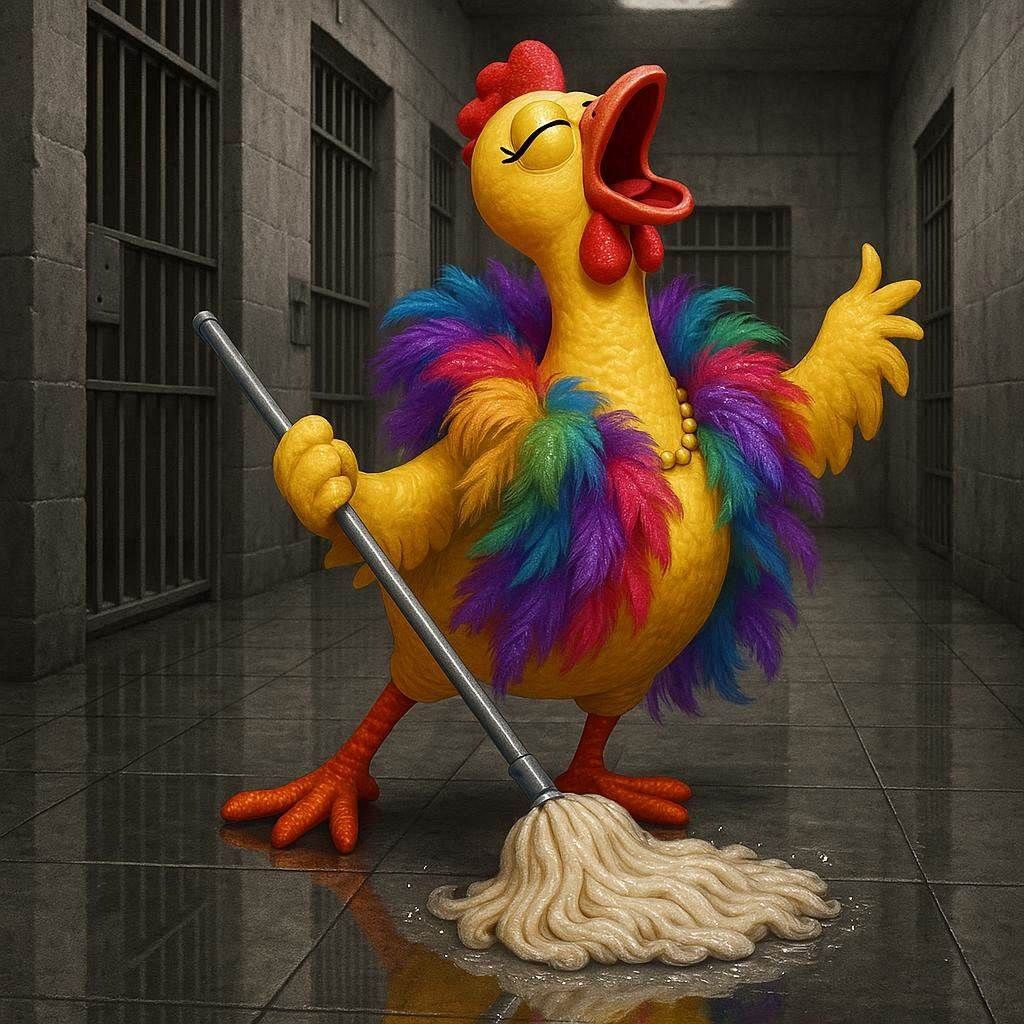 Extravagant Rubber Chicken Cleaning in Alcatraz